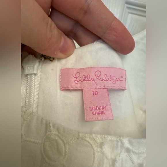 Lilly Pulitzer White Lace Eyelet Rosemarie Dress Size 10 Scoop Neck - Picture 6 of 7